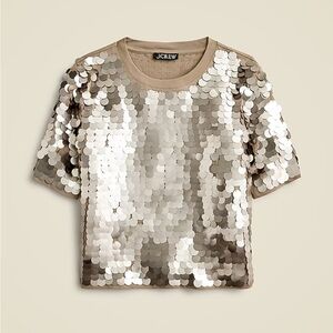 J.Crew Sparkling Sequin Top in Silver and Cream